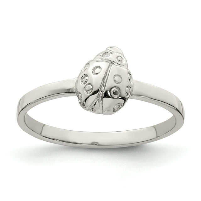 925 Sterling Silver Rhodium-plated Child's Polished Ladybug Ring