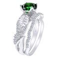 thumbnail image 2 of AFFY 1.2 Carat Princess Cut Simulated Emerald & Natural Diamond Leaf Engagement Ring 14k Solid White Gold Ring Size-6.5, 2 of 2