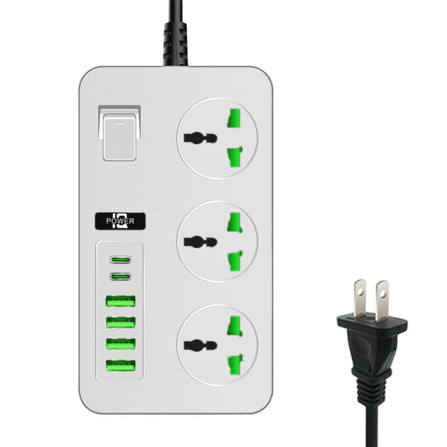 Japceit Extension Cords Multiple Outlets 3 Outlets Power Strip Surge Protector 3000W Multi Plug Outlet with 6 Usb on Off Botton 78.7In Extension Cord with Multiple Usb Outlets for Office Dorm Room