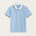 thumbnail image 5 of Uniform Shirts for Boys Fashion Striped Short Sleeve Turndown Collar Pullover Tops Kids Clothes Size 2-15, 5 of 5