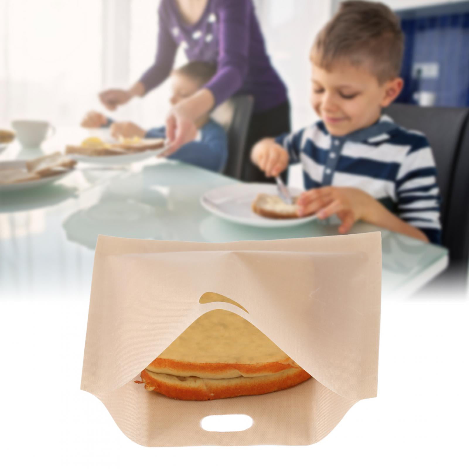 TOPINCN 10pcs Sandwich Snack Bags Reusable Non Stick Coated Fiberglass Microwave Heating Pastry Toaster Bread 16 * 18CM 