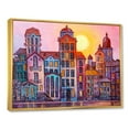 thumbnail image 3 of Designart 'Afternoon Street Scene In Old Town With Colorful Buildings' Mid-Century Modern Framed Canvas Wall Art Print, 3 of 5