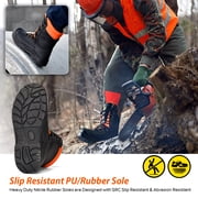 SAFETOE Class 1 Ultra Cow Leather Chainsaw Work Boots - Protective Grade 1 Steel Toe Cap Safety Shoes Kevlar Plate Safety Boots For Men with Slip-Resistant Soles