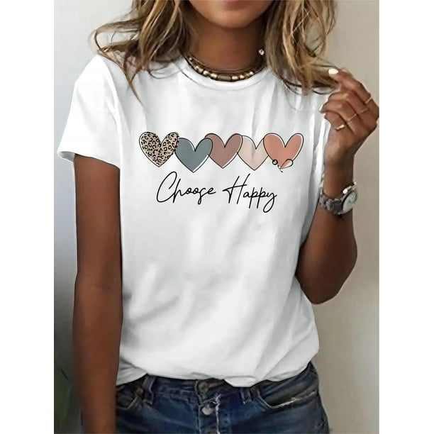Camiseta de algodón extragrande para mujer: Top suave de manga corta con cuello redondo y estampados abstractos, 1 pieza, camiseta informal