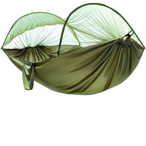 Hamaca con mosquitera, capacidad de carga de 300 kg, secado rápido, hamaca de tela de paracaídas ultraligera, con 2* mosquetones, 2* correas de bucle resistentes para exteriores, camping, jardín