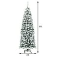 thumbnail image 2 of Gymax 6ft Pre-lit Pencil Snow Flocked Pencil Christmas Tree Holiday Decoration, 2 of 10
