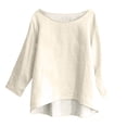 thumbnail image 5 of Ladies Tops, Comdrip Women's Round Neck Printed 3/4 Sleeves Blouse Tops Women's Blouse T Shirt Womens Tops Casual Beige 3XL, 5 of 7