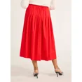 thumbnail image 2 of Free Assembly Women's Belted Cotton Pleated Midi Skirt, Sizes XS-4X, 2 of 5
