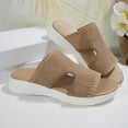 thumbnail image 4 of Xfvqtps Wedge Sandals for Women Slide Knit Mesh Hollow out Cutout Breathable Soft Sole Non Slip Comfortable Walking Beach Summer Slippers Khaki, 4 of 9