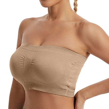 Huesdet Women s Strapless Bra Push Up Full Coverage Plus Size Bra Underwire Multiway Contour Red Carpet(Beige L)