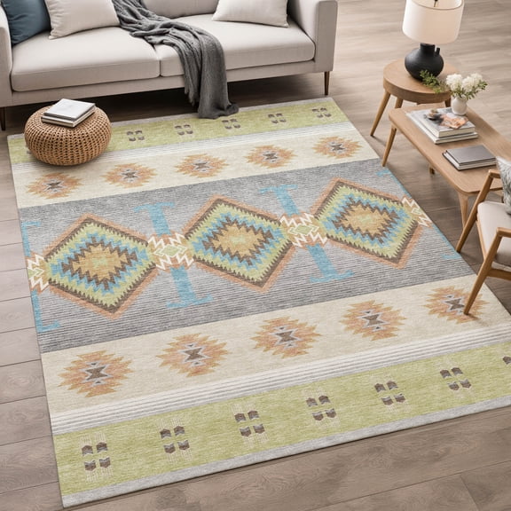 Addison Rugs Chantille Indoor/Outdoor Transitional Lodge Aloe Machine Washable Rectangle Rug, 10' x 14'