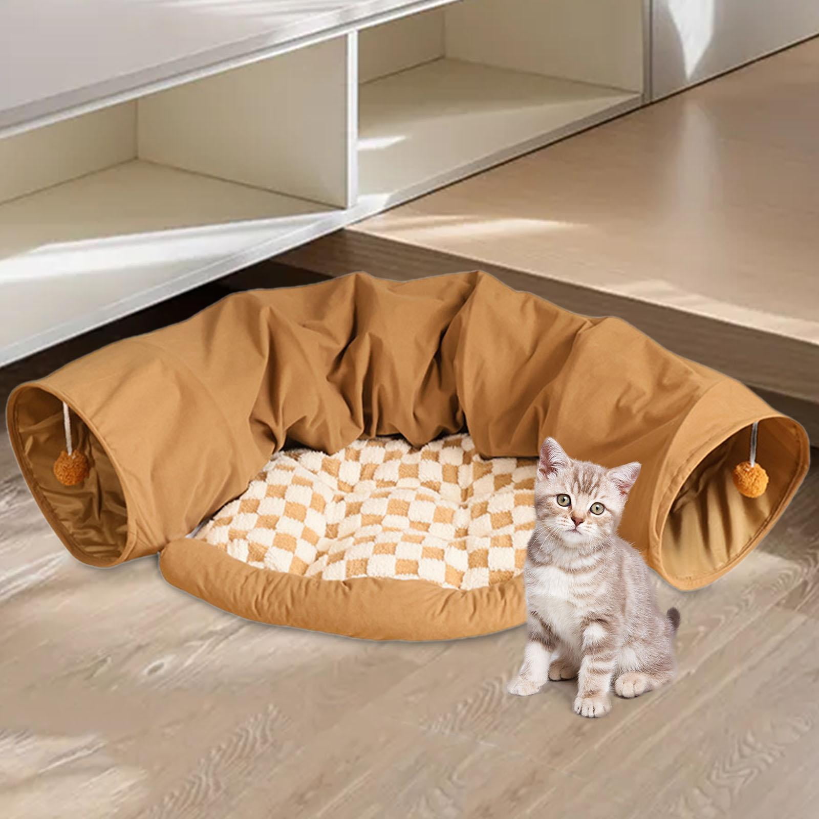 FITYLE Cat Tunnel Bed Cat Tunnel Tube Toy Interactive Cat Toy Cushion Nest Mat Dog Bed Play Tunnel Kitten for Kitty Cats Dogs Kitten