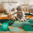 thumbnail image 4 of ODIKA 8'x10' Washable Area Rug Green Gold Abstract Marble Design Vibrant Symmetrical Fluid Swirling Veins for Dining Room, Large Office, Lounge, Non-Slip Chair-Friendly Mat, 4 of 7