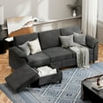 thumbnail image 1 of Sobaniilo 79.1" Sectional Sofa with Movable Storage Ottoman, L-Shaped Convertible Sofa Couch for Small Living Room, Black, 1 of 8