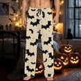 thumbnail image 2 of SJLDQY Mens Halloween Pajamas Pants Wide Leg Pjs Trousers for Men Hallowmas Pumpkin Ghost Elastic Waist Homewear Loungewear With Pocket, 2 of 6