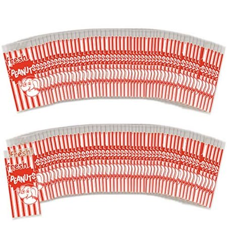 Beistle 100 Piece Peanut Bags, 4" x 9½" x 2", Red/White