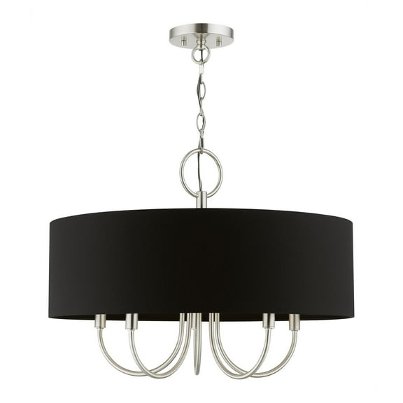40115-91 Livex Lighting Huntington - 5 Light Pendant In Transitional Style-17.5 Inches Tall and 23 Inches Wide-Brushed Nickel Finish    -Traditional