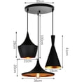 thumbnail image 5 of Matte Black Pendant Light for Living Spaces, Industrial Design with Easy Installation and Adjustable Height, Features Vintage Brass Interior and Multiple Teardrop-Shaped Shades, 5 of 5