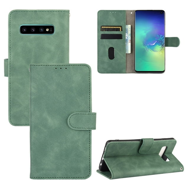Pour Samsung Galaxy S10 Étui à Rabat en Cuir PU avec Fentes pour Cartes, Support, Livre, Étui Folio Pliant - Vert