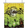 thumbnail image 3 of Happy Halloween Shower Curtains Scary Ghost Night Gothic Castle Flying Witch Spooky Bats Ghost Horrifying Trick or Treat Shower Curtains for Bath Fabric with Hooks 72x84 Inches, 3 of 6