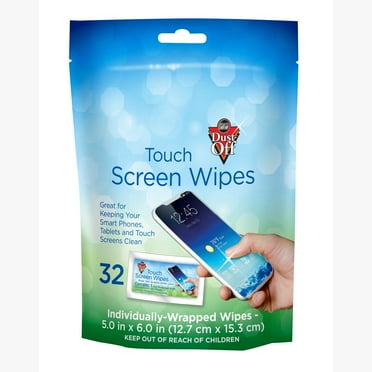 Dust-Off® DTSW32W Screen Wipes, 32 Pack of Individually Wrapped Wet Screen Wipes, Electronics Cleaning Cloths 0.2lbs