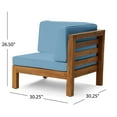 thumbnail image 4 of GDF Studio Cascada Outdoor Acacia Wood Loveseat with Cushions, Teak and Blue, 4 of 11