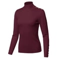thumbnail image 3 of FashionOutfit Women's Casual Basic Gold Button Detail Soft Long Sleeve Mock Neck Knit Sweater, 3 of 4