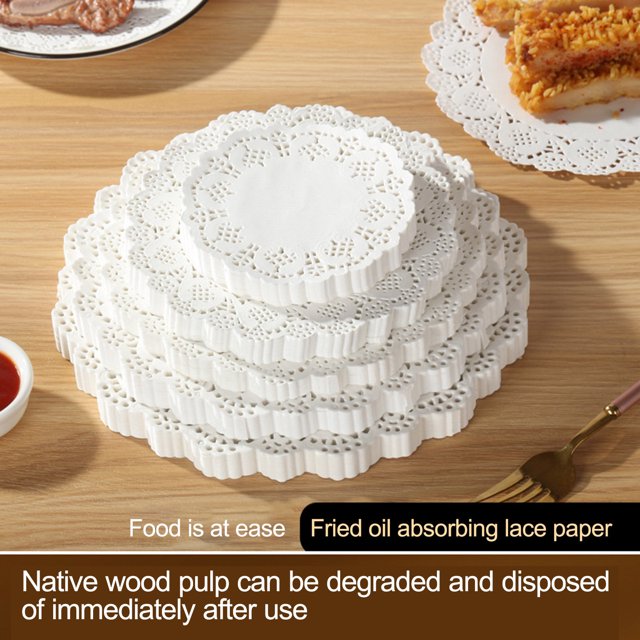 Homerr Feuilles de Papier Cuisson Jetables Design Élégant en Dentelle 100 Pcs, Jetables pour Absorption d'Huile