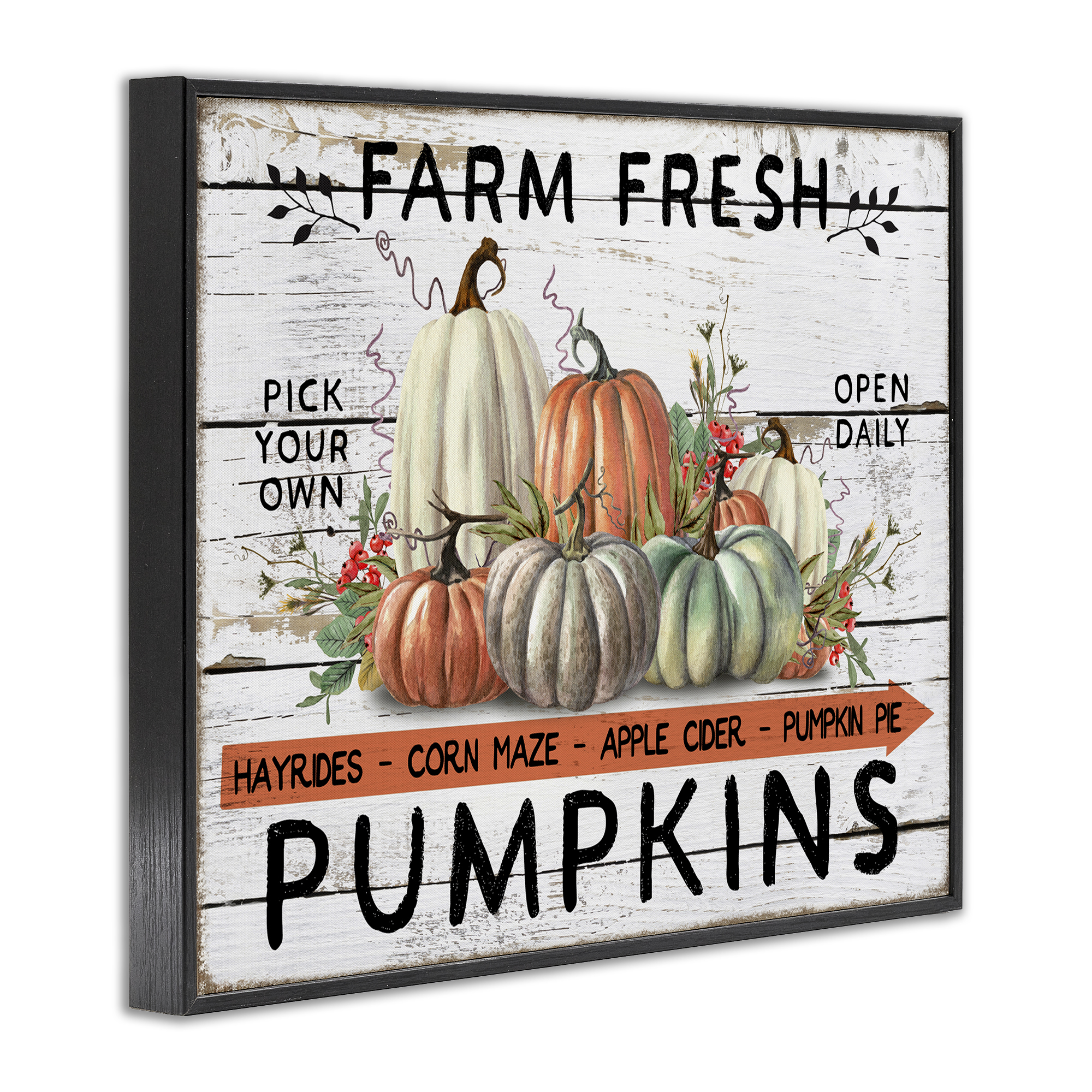 Stupell Industries Fresh Pumpkin Mound Holiday Painting Black Framed Art Prints Wall Art, 14 x 11