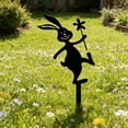thumbnail image 1 of ddioayh Easter Garden Stakes Rust-Proof Iron Construction Waterproof Outdoor Decorations with Whimsical Rabbit Silhouettes Holding Flowers for Lawn Garden Bed Easy Installation, 1 of 6