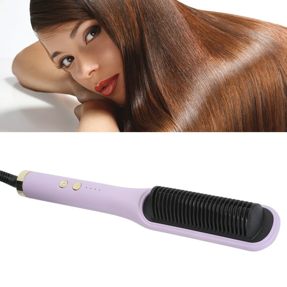 Rizador Alisador de Cabello - Peine Eléctrico de Peinado con temperatura de 4 Engranajes Con iones negativos, Calentamiento PTC para Alisar y Rizar El Cabello Uniformementa