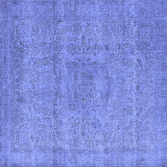 Ahgly Company Indoor Square Oriental Blue Industrial Area Rugs, 7' Square
