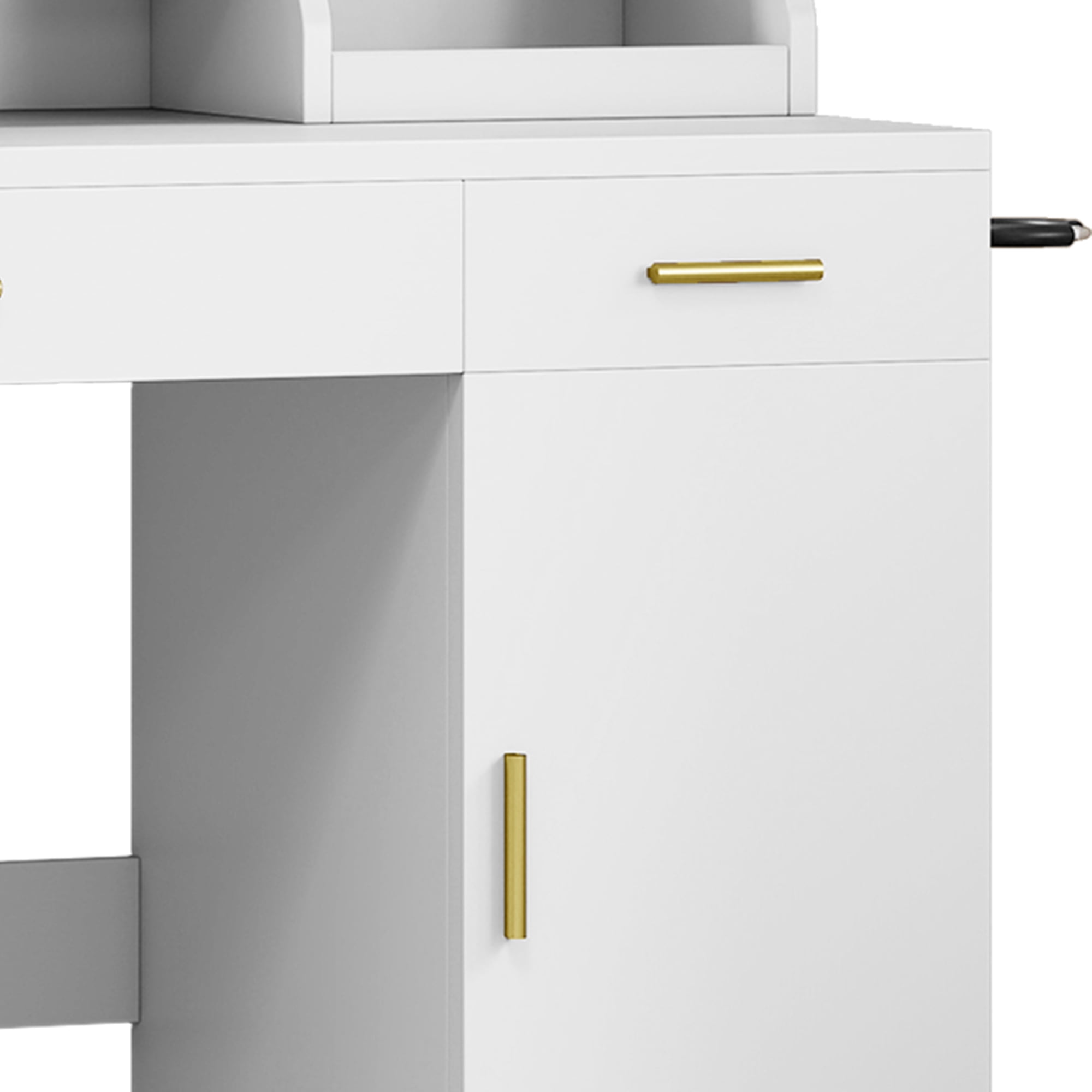 Uforic Makeup Vanity Desk with LED Mirror and Power Outlet, White