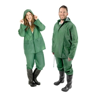 Stansport Men's Vinyl Rain Suit, Green, Large