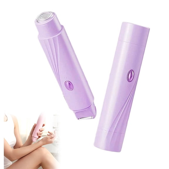 2-in-1 Electric Bikini Trimmer for Women, Waterproof Dual-Head Shaver & Epilator for Pubic, Underarm, Legs & Face, Rechargeable Painless Hair Removal, Womens Razors for Shaving, (Purple)