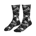 Crew Socks for Women Men, black and white Skulls Womens Mens Socks