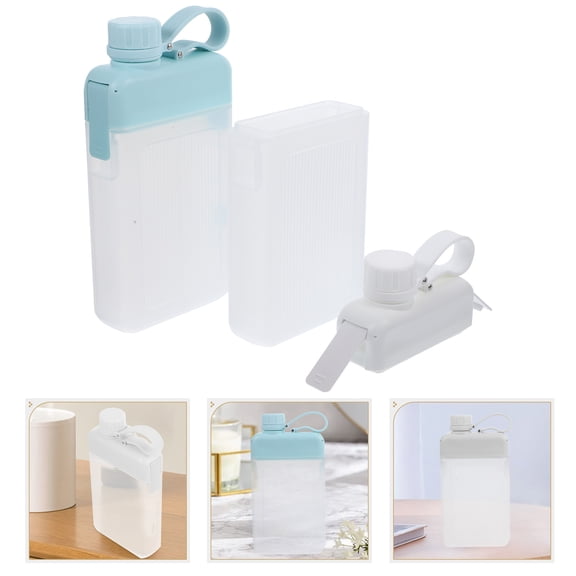 ETEREAUTY 2-Pack Assorted Color Flat Water Bottles with Large Capacity for Outdoor Sports and Hydration