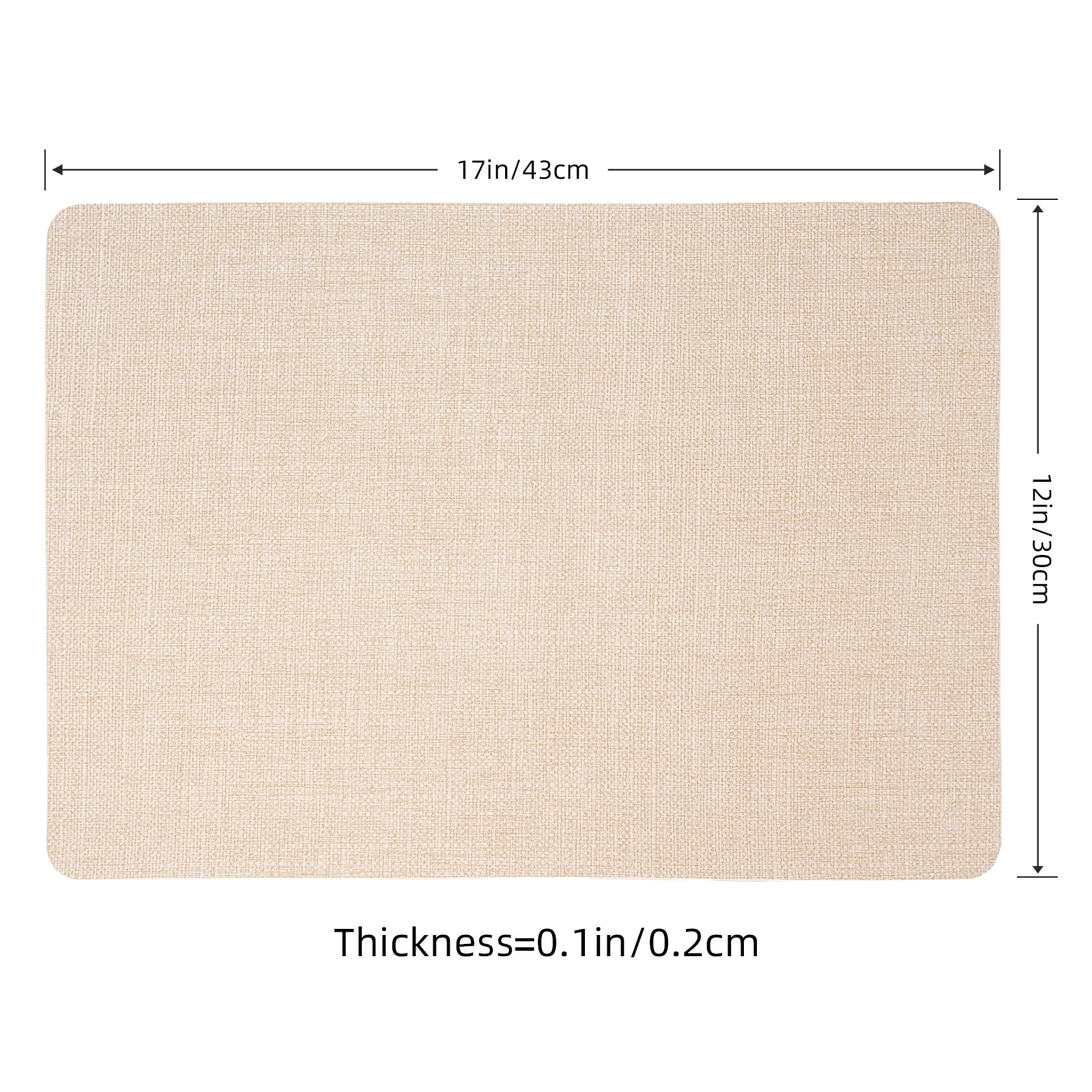 PROMATTOO Faux Leather Placemats Set of 6,Heat Resistant Dining Table Mats,17”x12”,Ivory Beige