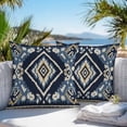 thumbnail image 4 of Ethnic Style Pattern Outdoor Pillow Covers Pack of 2 Vintage Blue Weaving Abstract Waterproof Throw Pillow Covers Decorative Cushion Cases for Patio Garden Tent Balcony Couch 24x24 inch, 4 of 8
