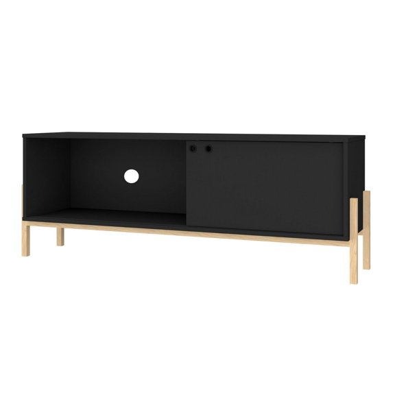Manhattan Comfort Bowery 2 Shelves Wood TV Stand for TVs up to 50" in Black