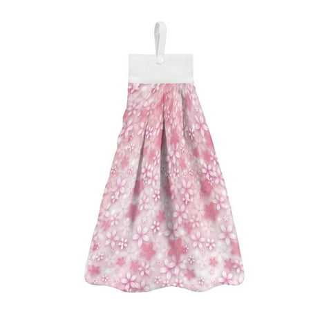 

ZIATUBLE Cherry Blossom Dish Towel Hand Towels Breathable Hand Towels for Bathroom Elastic Hanging Kitchen Towels with Loop Set 2 Pack with Hanging Loop Hanging Hand Towels for Kitchen