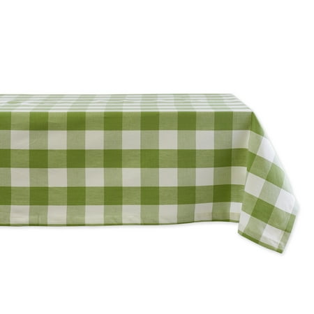 

60 x 84 White and Antique Green Buffalo Check Table Cloth