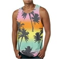 thumbnail image 2 of Jinhomg Mens Novelty Tank Tops Funny 3D Tropical Hawaiian Palm Tree Graphic Shirts Big and Tall Comfy Sleeveless Crew Neck Undershirt Vacation Beach Wear Spring Saving Yellow XXL, 2 of 5