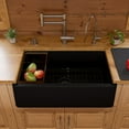 thumbnail image 3 of ALFI brand AB33FARM-BLA Black 33" Granite Composite Single Bowl Drop In Farm Sink with Accessories, 3 of 12