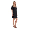 thumbnail image 2 of Solid Color Loose Fit V Neck T Shirt Style Womens Knee Length Dress, 2 of 5