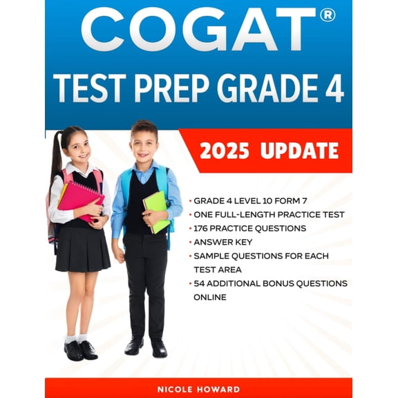 Pre-Owned COGAT TEST PREP GRADE 4: Grade 4, Level 10, Form 7, One Full Length Practice Test, 176 Practice Questions, Answer Key, Sample Questions for Each Test ... Online. (Gifted and Talented Test Prep)