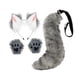 thumbnail image 3 of Orejas y cola de zorro para cosplay para mujeres y niñas, accesorios de cosplay, disfraz de Halloween de peluche gris blanco, 3 of 9
