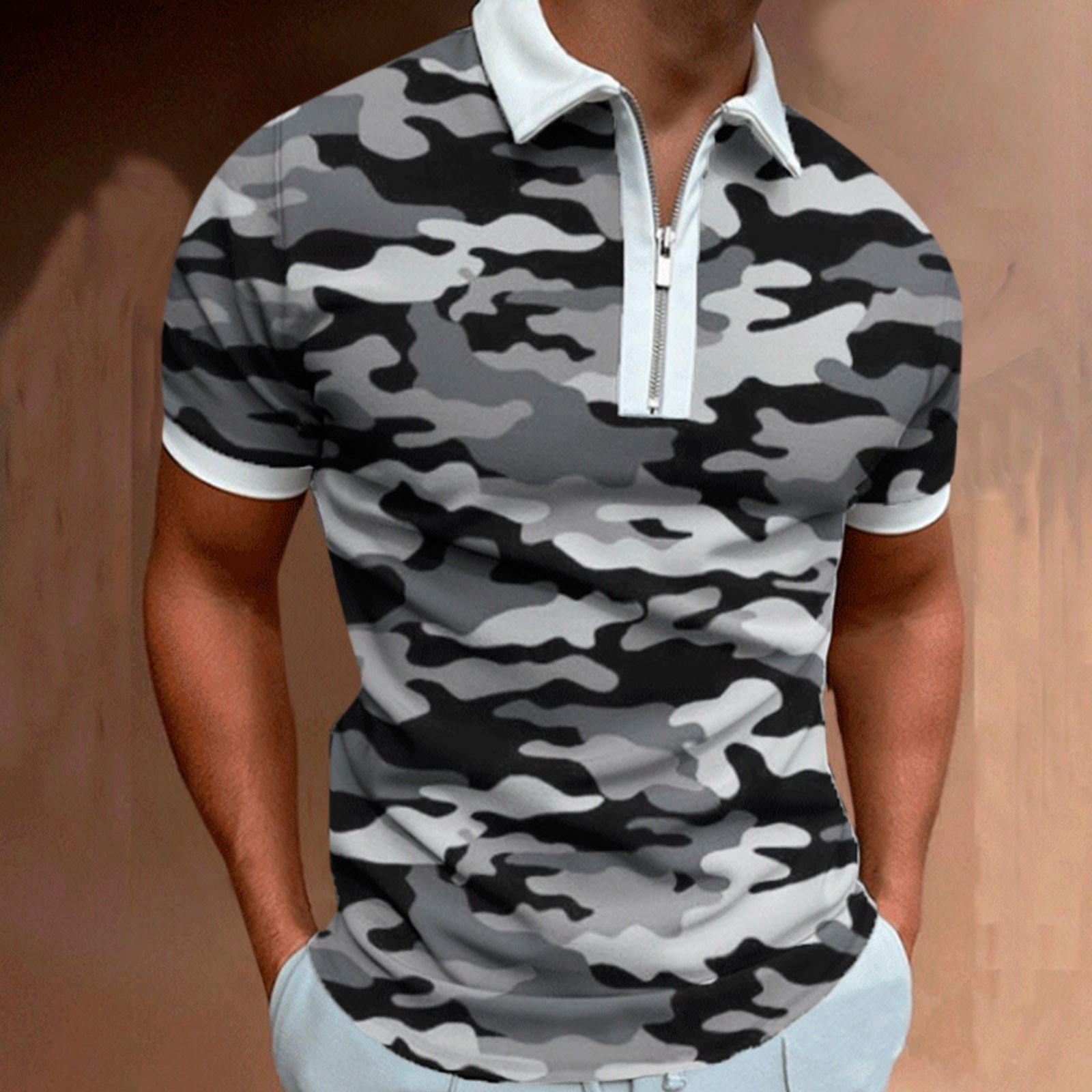 Short Sleeve Polo Shirts for Men Short Sleeve Camouflage Regular Fit ...