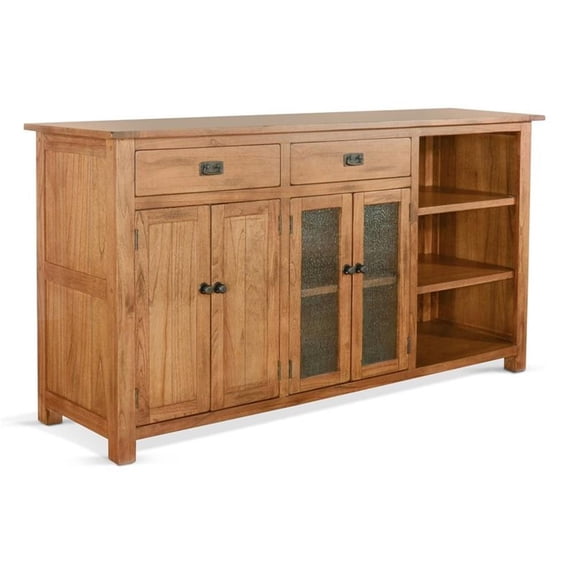 Sunny Designs Sedona 80" Transitional Mahogany Wood Buffet in Rustic Oak