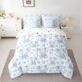 thumbnail image 2 of Homewish Cute Aniaml Elephant 7pcs Bedding Comforter Set,Cartoon Loves Pattern Queen Bedding Sets,White Blue Queen Sheet Sets For Kids,Breathable Home Decor Reversible, 2 of 8